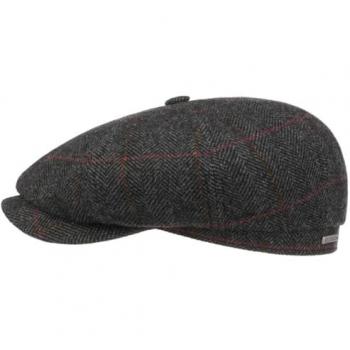 Stetson Hatteras Gallanger Wool Flat Cap, Size L (58-59 cm), Colour Black-Grey
