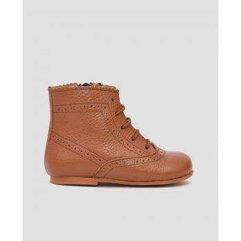 Botas de bebé Mr Mac en piel camel con cremallera lateral