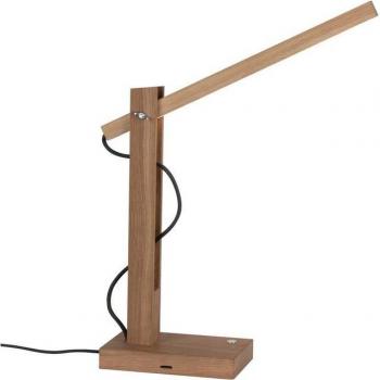 TUKAN Spot‑Touch Tischlampe – 1‑Flamme, fest integriertes LED‑Modul, dimmbar per Touch, Holzdesign