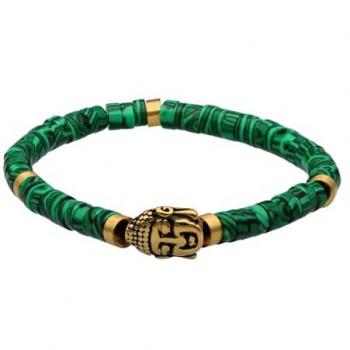 Bracelet Heishi Bouddha Malachite Vert