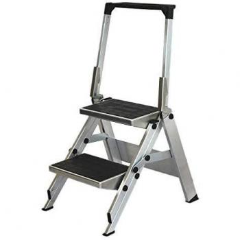 Vouwtrap met 2 Treden Aluminium H 470mm en Kunststof Bekleding Beugel