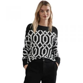 STREET ONE Langarmshirt mit U-Boot-Ausschnitt in Schwarz