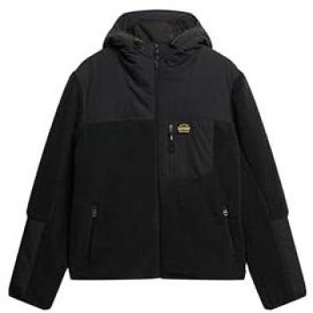 Chaqueta con capucha Superdry Expedition Borg Hybrid negra pura