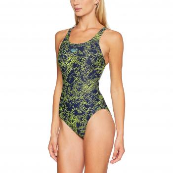 Speedo Boom Allover, Bañador para Mujer, navy / lime punch