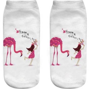 Colorful Flamingo Print Ankle Socks