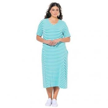 Halbarm-Jerseykleid in Türkis, Größe 58/60