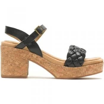 Hush Puppies Women’s Poppy Quarter Strap Ladies’ Heeled Sandals – Black Leather/Textile (UK 3)