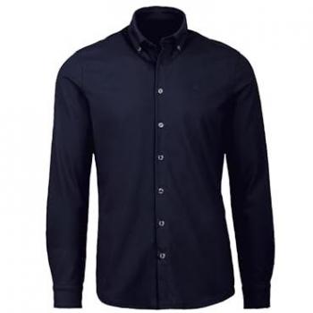 Poloshirt TRIGEMA TRIGEMA Business-Hemd aus DELUXE-Single-Jersey Gr. L, blau (navy), Herren, 100% Baumwolle, Shirts