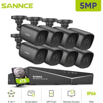 Kit de Seguridad Sannce 8CH con DVR y Cámaras IR 5MP