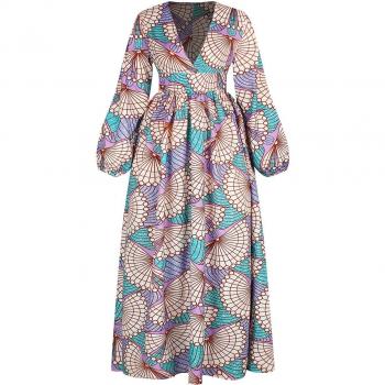 African Dashiki Velvet V-Neck Robe Dress – Fall Edition