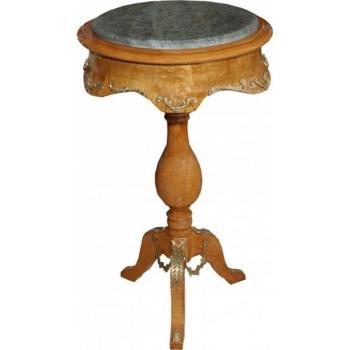 Eleganter Beistelltisch Casa Padrino Barock – Marmortop 70 × 41 cm, Mahagoni Hellbraun