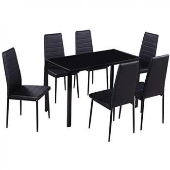 VidaXL Table à manger complète 7 pièces noir