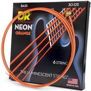 DR Strings NOB6‑30 – Hi‑Def Neon Orange, jeu de basse 6 cordes Medium 30‑125