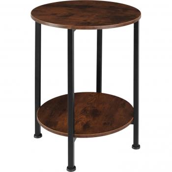 Beistell-Tisch “Industrial Round” – Tectake, 45 × 64 cm, mit 2 Regalen