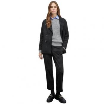Pantalón regular de mujer con raya diplomática negro