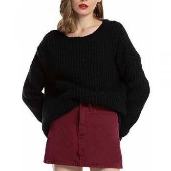 Grobstrick‑Oversize Pullover Damen – Marinenblau, Langarm, Rundhals