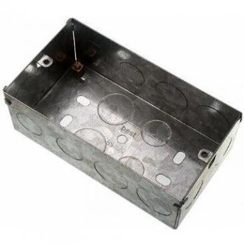 Flush Mount Metal Pattress Electric Back Box Double 2 Gang 47mm