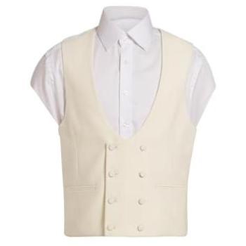 Men’s 3XL Cream Double Breasted Tailored Waistcoat – Dobell