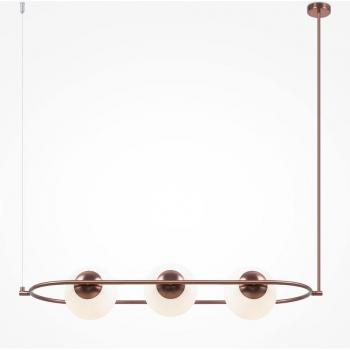 Please note that the product is a pendant ceiling light with a modern design and three globe-shaped lights. It is made of brass and has an E14 base for the light bulbs. The brand names Netlighting and Maytoni Lighting may not be included if they are n