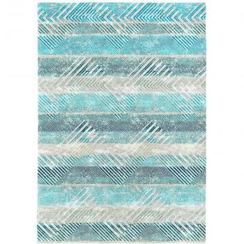 Tapis design rayé bleu 140x200
