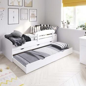 Cama Nido Sin Somier con Barrera Aglomerado Blanco 90x200cm