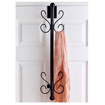 Overdoor Wall Hooked Coat & Hat Organizer – 5 Hooks, Black