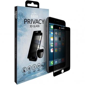 EIGER iPhone 8/7/6S Premium Glas‑Schutzfolie – 9H, Asahi‑Glas, 0,33 mm – Schwarz/Klar