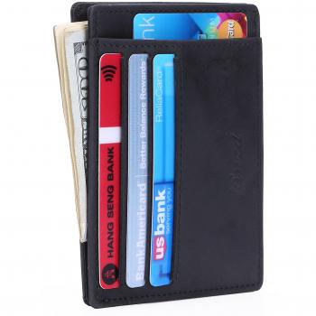 Kinzd Slim Leather RFID Blocking Front Pocket Wallet