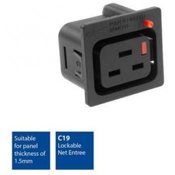 C19 IEC Lock Netzstecker mit Kabel, Schwarz, Rot