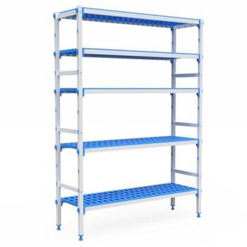 Structure de rayonnage aluminium à 5 niveaux, compatible bac GN 2/3, 715 mm × 1950 mm – Pujadas