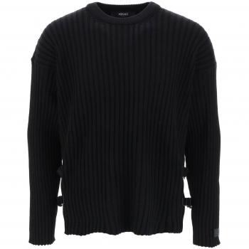 Versace Men's Round-Neck Wool Sweater in Black