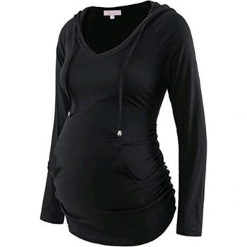 Sweat-shirt de grossesse à manches longues, col en v, couleur unie, T10003