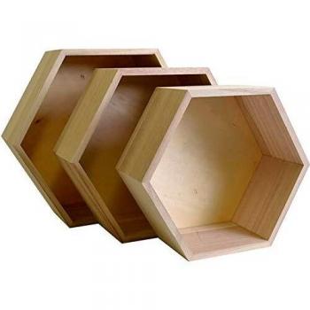 Etagères hexagonales en bois