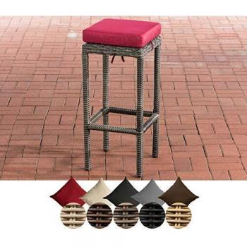 Chaise Haute en Résine Tressée avec Coussin De Siège Rouge Rubis