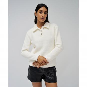 Sudadera de Mujer Estilo Polo con Botones de Joya