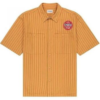 Casey Jones Workwear‑Shortsleeve – Orange gestreift, S‑Größe, locker geschnitten