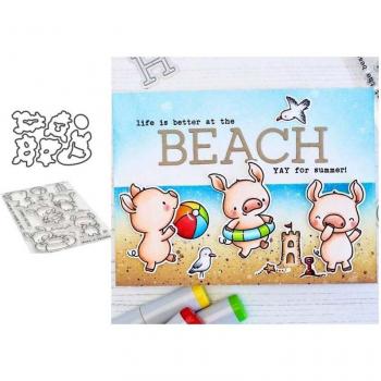 Reunion Pig Card Making Cutting Dies and Clear Stamps