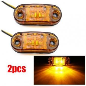 2 PCS 12V/24V Amber LED Warning Lights for Trucks