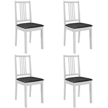 VidaXL Sedie da Pranzo in Legno Massello con Cuscini Bianche 4 pz