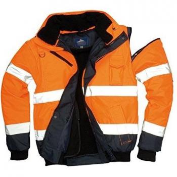 Oxford Weave 300D Class 3 Hi Vis Contrast Bomber Jacket Orange / Navy 5XL