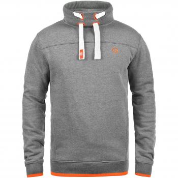 !Solid Benjamin Herren Pullover Sweatshirt Stehkragen Fleece Grau Melange
