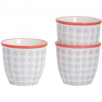 Set of 3 Hand-Printed 14cm Plant Pots