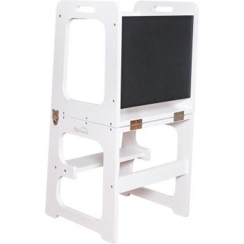 Torre Crescita Montessori – 43x40x86 cm con Barra di Sicurezza, Lavagna, Scrivania