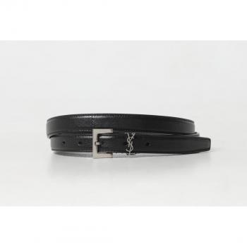 Saint Laurent Cassandre Belt in leather grain black – Size 110