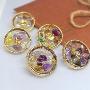 17.5/23/25MM Purple Stone Beaded Metal Buttons