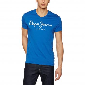 Pepe Jeans Original Stretch V, Camiseta Para Hombre, Azul, Grande
