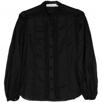 Zimmermann Women's Puff Sleeve Lace Trim Shirt