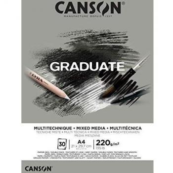 Canson Graduate A4 Grey Mixed Media Sketch Pad 30 Sheets 220gsm