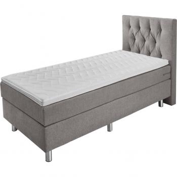 Cama 100×200 cm con Cabecero Chesterfield ERWIN M – Boxspring Basic Marrón Pardo, Firme