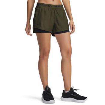 Shorts Sportif 2 en 1 Femme Under Armour Tech Play‑Up – Vert Nuit
